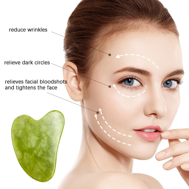 Raspador Gua Sha de Jade Natural, masajeador Facial, herramientas para el cuidado de la piel, Gua sha