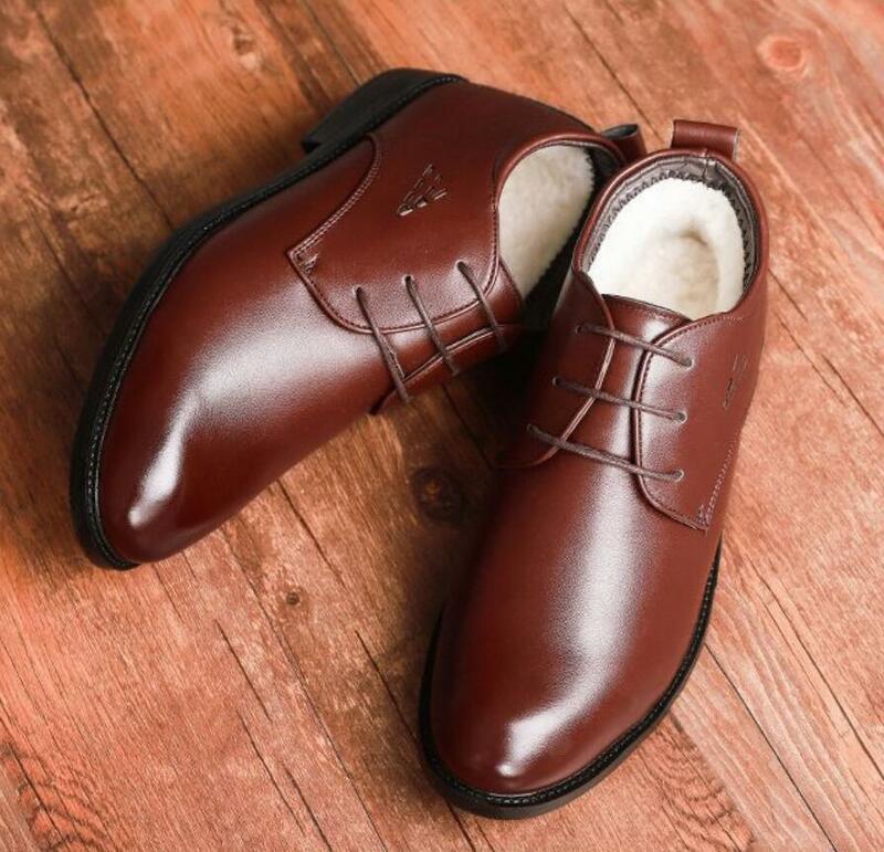 Botas de neve masculinas, botas super quentes de couro genuíno para homens, sapatos vintage de alta qualidade estilo militar britânico