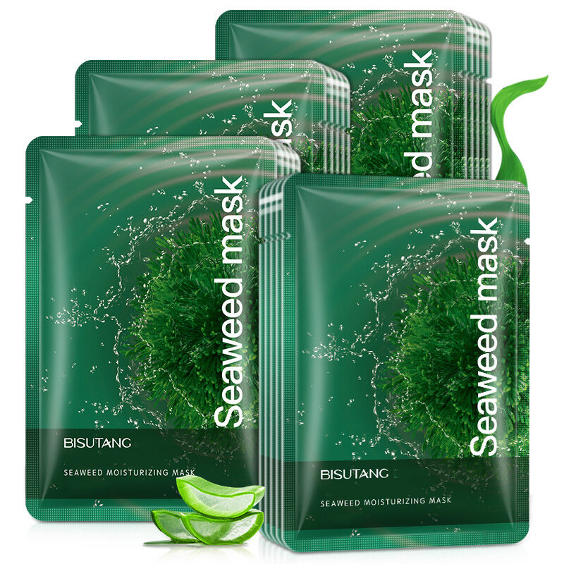 3Pcs Seaweed Moisturizing หน้ากากให้ความชุ่มชื้น Smooth Pore Shrinking Care Brightening Mask Brighten Skin Skin Care หน้า