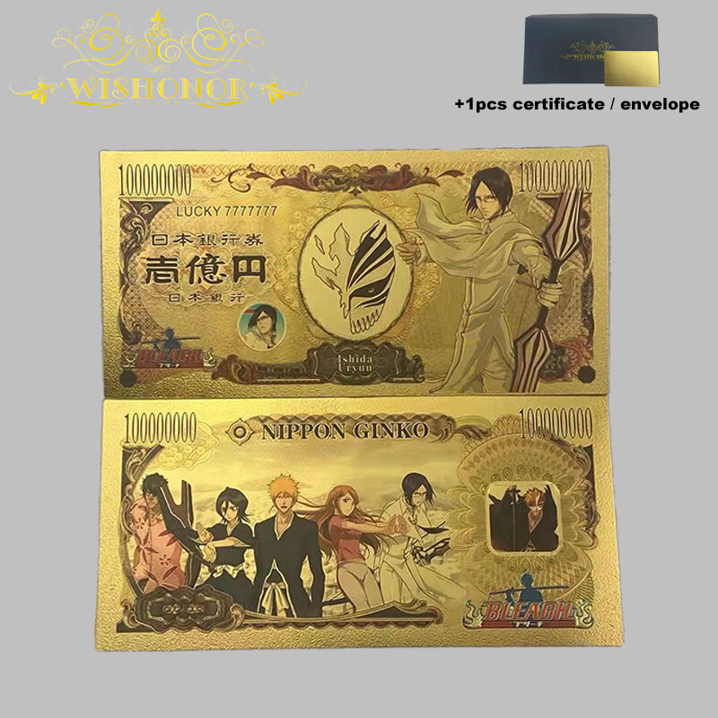 2022 جديد اليابان أنيمي بطاقات بليتش الكرتون البنكنوت بطاقة بلاستيكية في 24K مطلية بالذهب لجمع