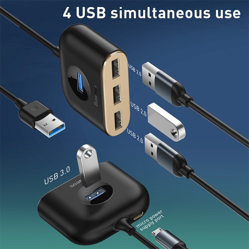 Baseus USB HUB USB 3,0 HUB Typ C HUB zu USB 3,0 für MacBook Pro Air 2020 USB 2,0 HUB LED USB Splitter für Huawei Notebook HUB