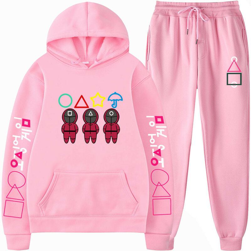 Squid Game Hoodie Pants Digital Printing Pocket Sweatshirts Set Hip Hop Unisex Clothing Sports Suits For Women 2 Piece 오징어 게임