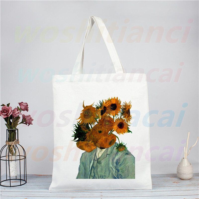 Van Gogh The Starry Night divertente Shopping Bag Eco Canvas Shopper Bolsas De Tela Bag Shoping Sacolas riutilizzabili