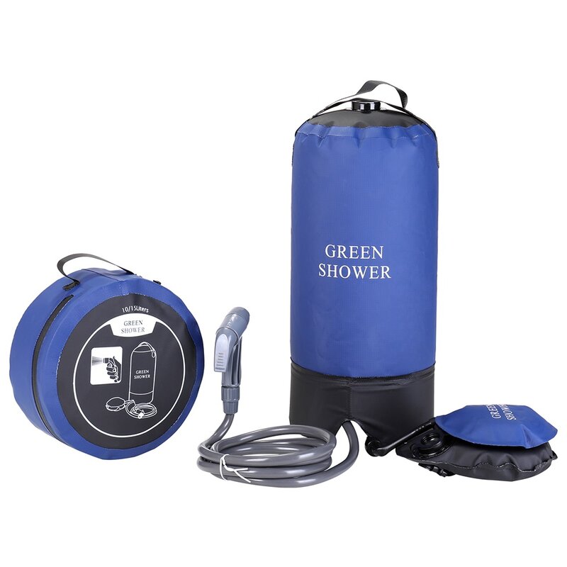 Bolsa de ducha a presión de PVC con bomba de pie, bolsa de agua de ducha inflable ligera para exteriores, Camping y baño