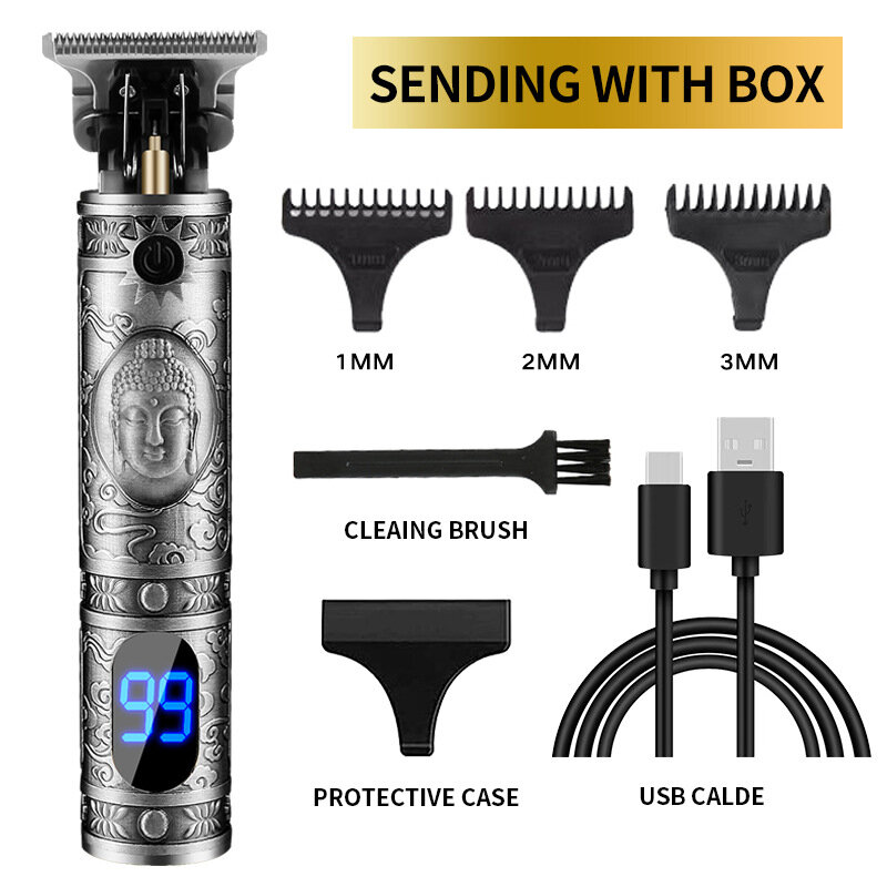 Maquinilla de afeitar eléctrica para hombres, resistente al agua afeitadora profesional, cortadora de barba, máquina de afeitar de peluquero, cortadora de pelo T9, nueva