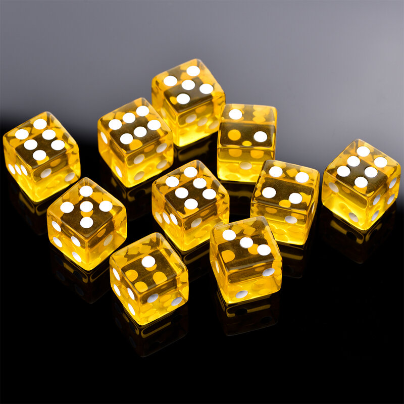 10 D6 квадратные игральные кубики стандартные 16 мм шестисторонние штампы для настольных игр-непрозрачные, прозрачные