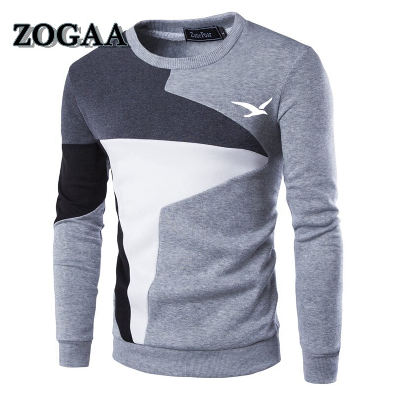 Zogaa nova moda suéteres homens gaivota impresso casual o pescoço fino algodão de malha camisolas dos homens pullovers roupas de marca topos
