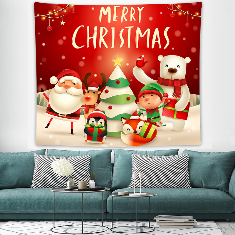 Selamat Natal Dinding Permadani Santa Klaus Rusa Dekorasi Natal untuk Rumah 2021 Ornamen Natal Navidad Tahun Baru 2022