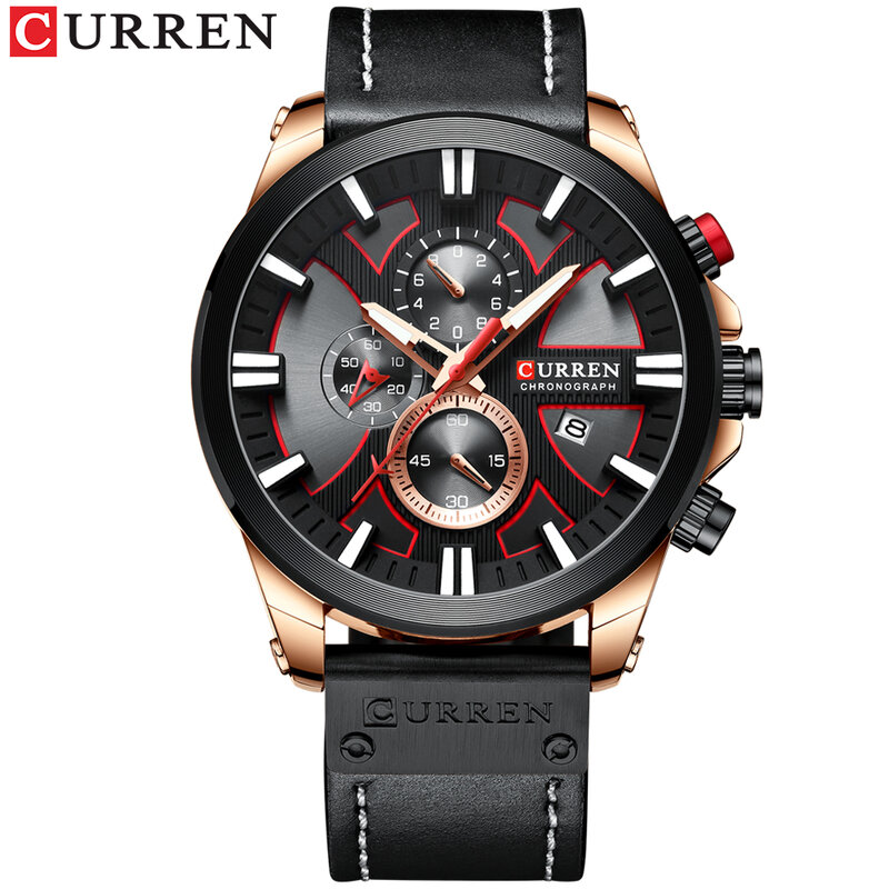 カレンハイエンドカジュアルなスタイル、メンズ腕時計、ビジネス雰囲気シンプルなデザインスタイルの腕時計、男性のクォーツ防水時計