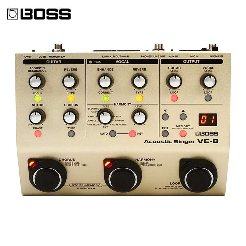 보스 VE-8 48V 팬텀 파워 번들 어쿠스틱 가수 기타 보컬 프로세서