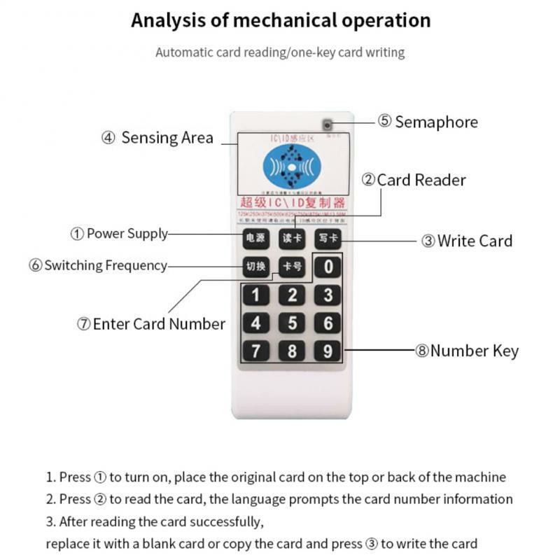Copiadora Portátil Duplicadora, Leitor e Gravador RFID NFC IC Card, Controle de Acesso, Versão Em Inglês, 125Khz-13.56MHZ