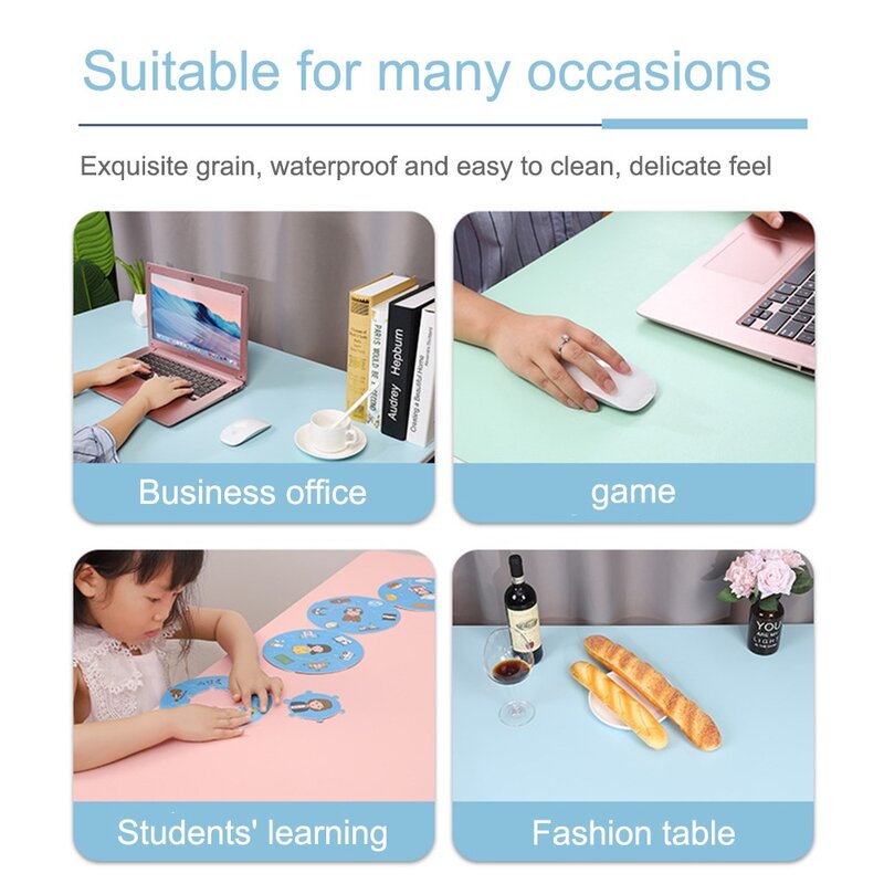 PU Easy To Clean Non-Slip Gaming Desktop Mouse Pad Waterproof Anti-Scratch Double Sided Mat For PC Laptop Desktop