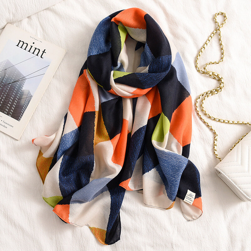 2021 новый дизайн брендовый весенний женский шарф модный клетчатый принт хлопок хиджабы шарфы для дам шали и палантины пашмины палантины