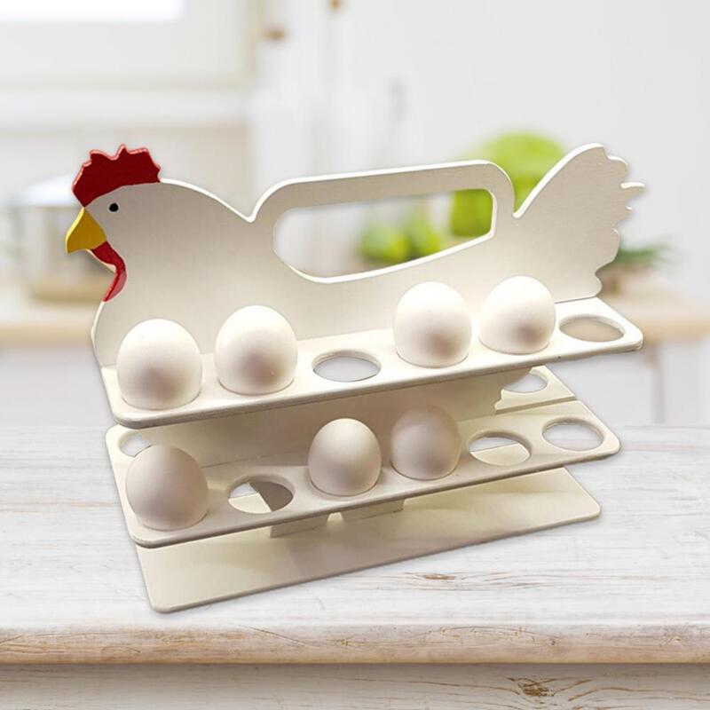 ผู้ถือ Ventilative ความชื้นไม้ Hen รูปร่างไข่2ชั้นเก็บกล่องสำหรับห้องครัว