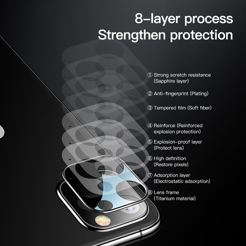 KUULAA – protecteur d'objectif d'appareil photo, en verre trempé, transparent, pour iPhone 11 pro