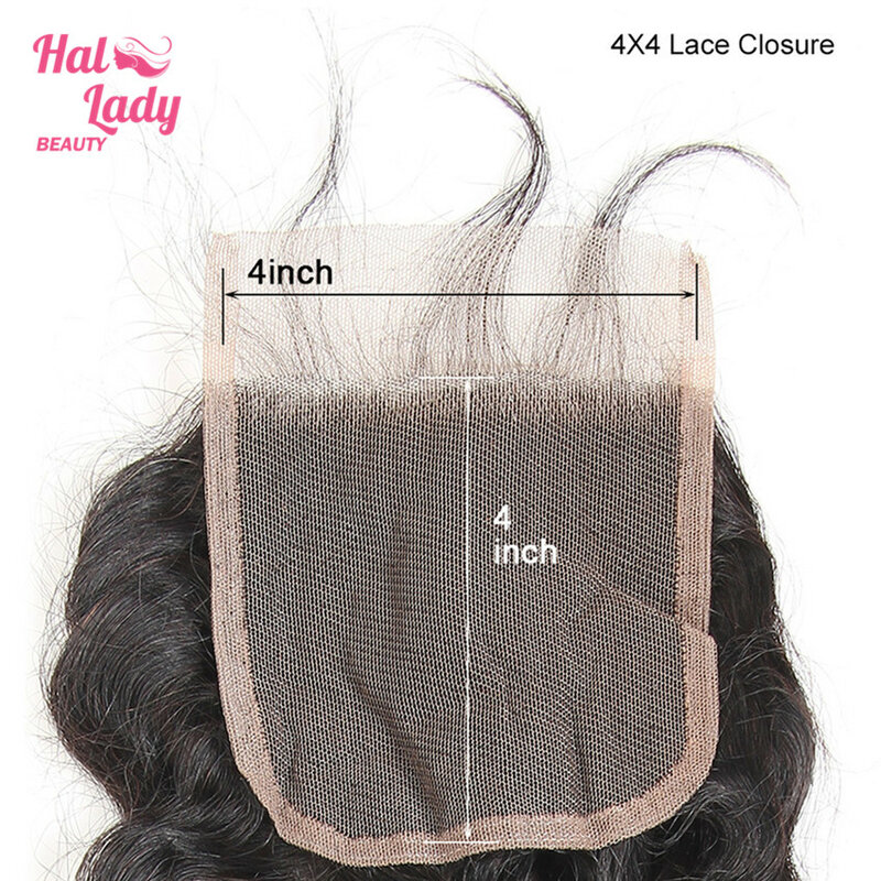 Кудрявые бразильские человеческие волосы Halo Lady Beauty Jerry, 4x4, предварительно выщипанные, свободные, средняя часть, кружевная застежка с детски...