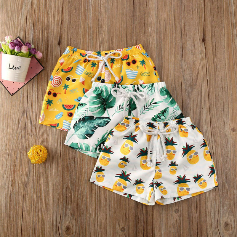 2020 Infant Toddler Baby Boy Kids Tropical Print High Waist Shorts Swimming Pants Summer Casual Panties One Piece Swimsuit