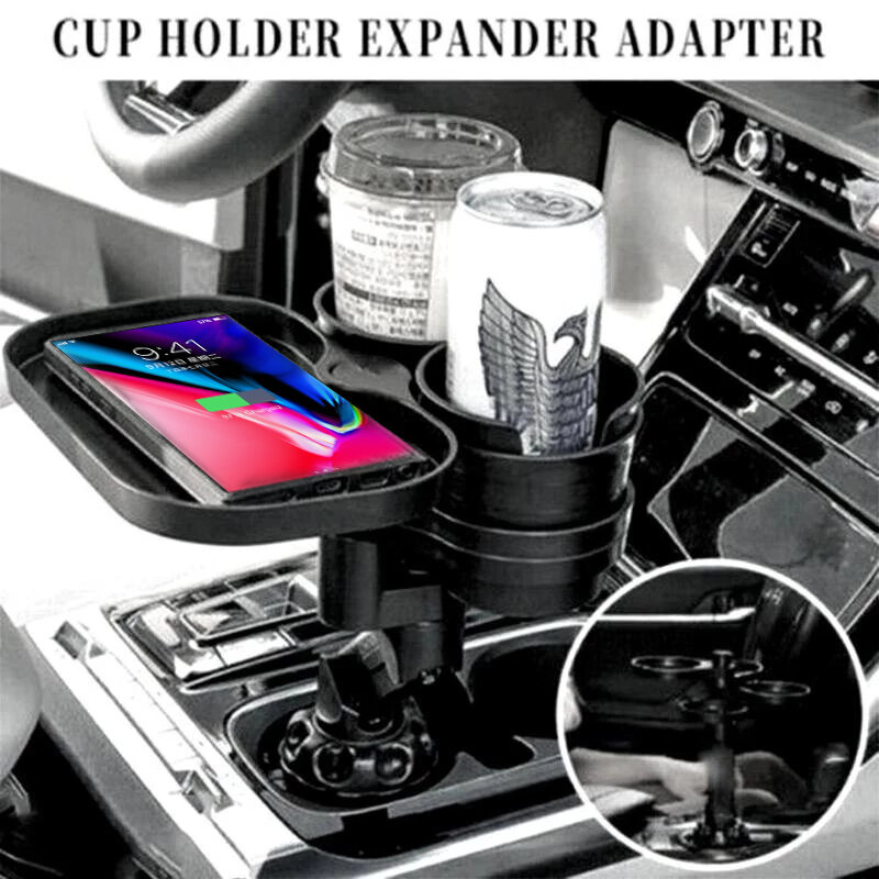 차량용 무선 USB 충전 물컵 홀더, 회전식 2 in 1 컵 홀더, 다기능 물컵 홀더