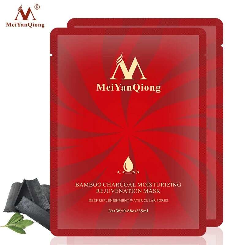 MeiYanQiong-Máscara de rejuvenecimiento hidratante, carbón de bambú, cuidado de poros claros, reposición profunda, blanqueamiento, cuidado de la piel