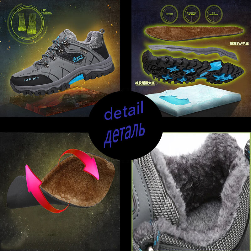Botas de nieve impermeables para hombre, zapatos deportivos cálidos para senderismo, amortiguación, talla grande, Otoño, 2021