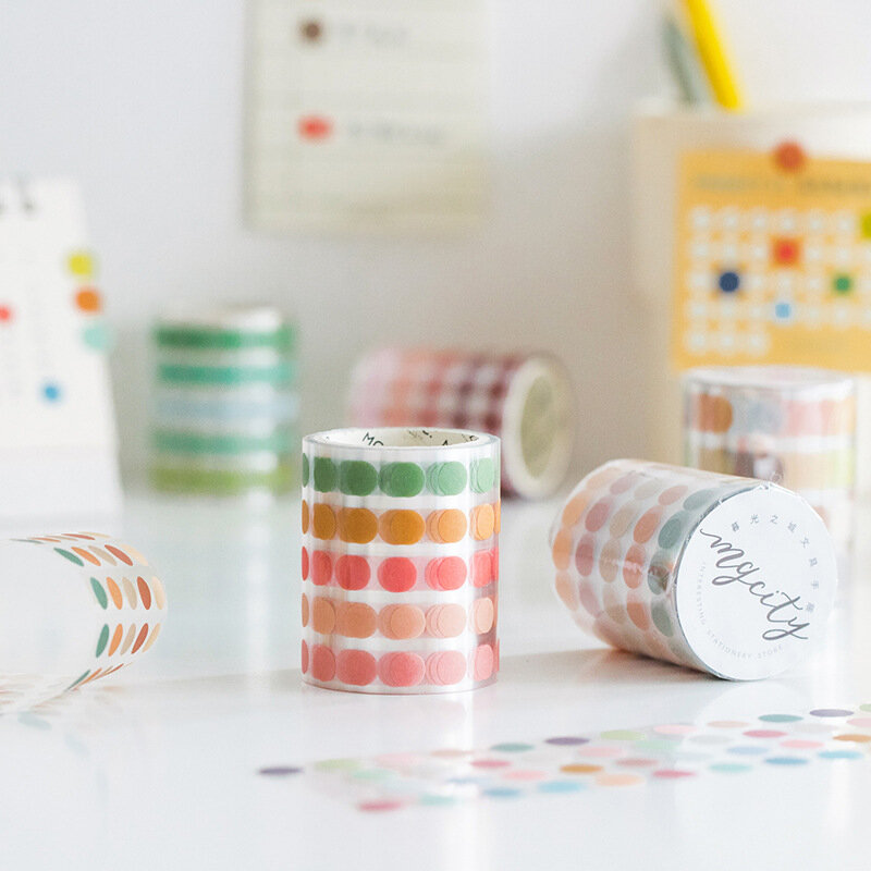 1250 Pcs/roll Circle Stickers Candy Color Dot Washi Stickers Round Stickers Dot Writing Washi Tape
