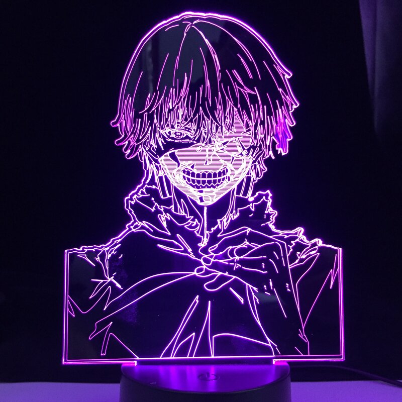 Lámpara 3d de Tokyo Ghoul Ken Kaneki para decoración de dormitorio, luz nocturna, regalo de cumpleaños, luz nocturna Led de Anime Tokyo Ghoul, envío directo