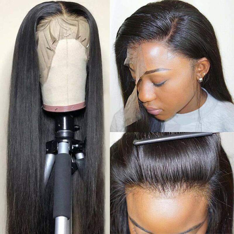 30 Inch Bone Straight Lace Frontal Wig Peruvian Pre Plucked 13x4 Lace Front Human Hair Wigs For Women 4x4 Closure Wig T Part