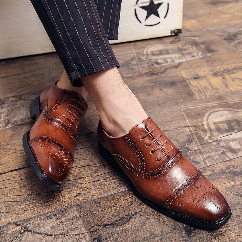Oxford – chaussures en cuir à lacets pour hommes, chaussures d'affaires formelles, décontractées, pour le bureau, à la mode, pour fête de mariage