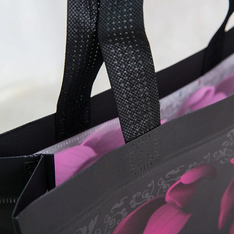 Bolsa de compras reutilizable con flores rosas, bolso de viaje, de almacenamiento, de tela no tejida, plegable, accesorios