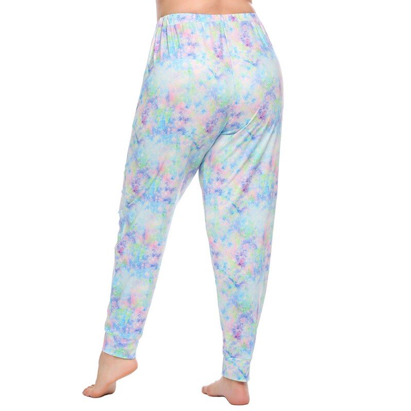 Frühling Damen Plus Größe Tie-Dye Druck Lange Pyjamas Homewear Dame Nachtwäsche Einfache Stil Nachtwäsche Mode Loungewear