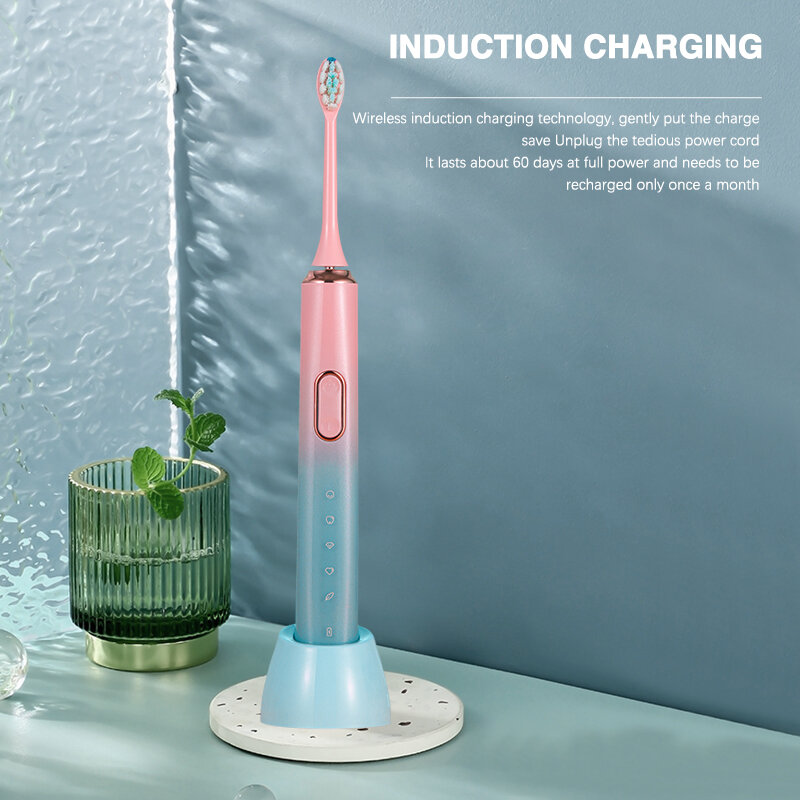 Boyakang vibração ultra-sônica escova de dentes elétrica 5 modo inteligente memória ipx8 à prova dwaterproof água dupont cerdas indução carregamento