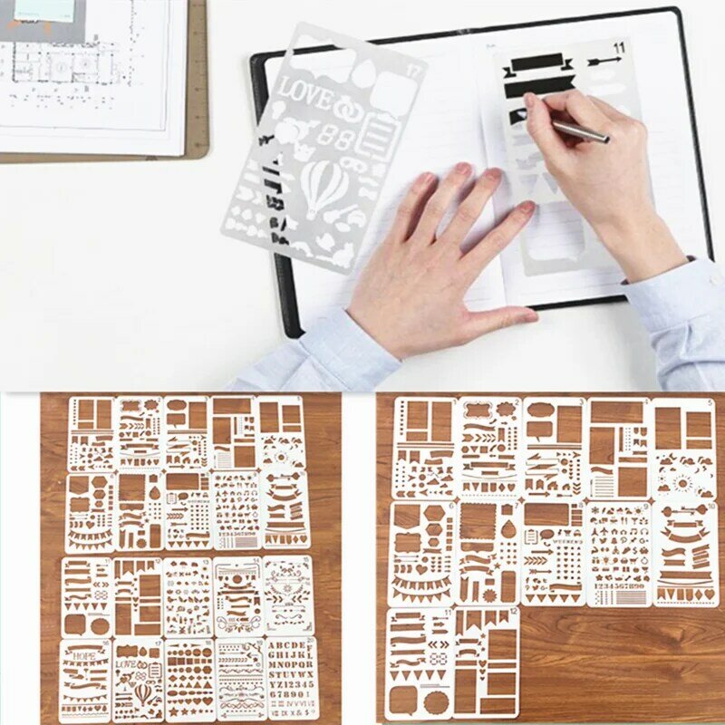 12/20 stücke Stencil Set Kunststoff Planer DIY Zeichnung Vorlage Tagebuch Planer Journal Notebook Tagebuch Sammelalbum