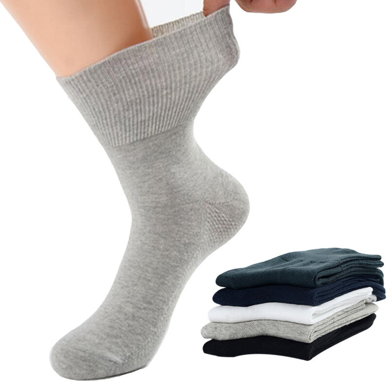 4 Pairs/Lot Diabetic Socks Non Binding Loose Mouth Socks for Diabetes Hypertensive Patients Bamboo Cotton Material Women and Men
