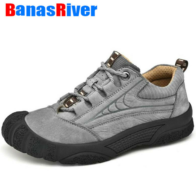 NEW Outdoor Shoes Men Sneakers Thick Sole Casual Handmade Walking Male High Quality Cowhide Collision toe Tenis Feminino Zapatos