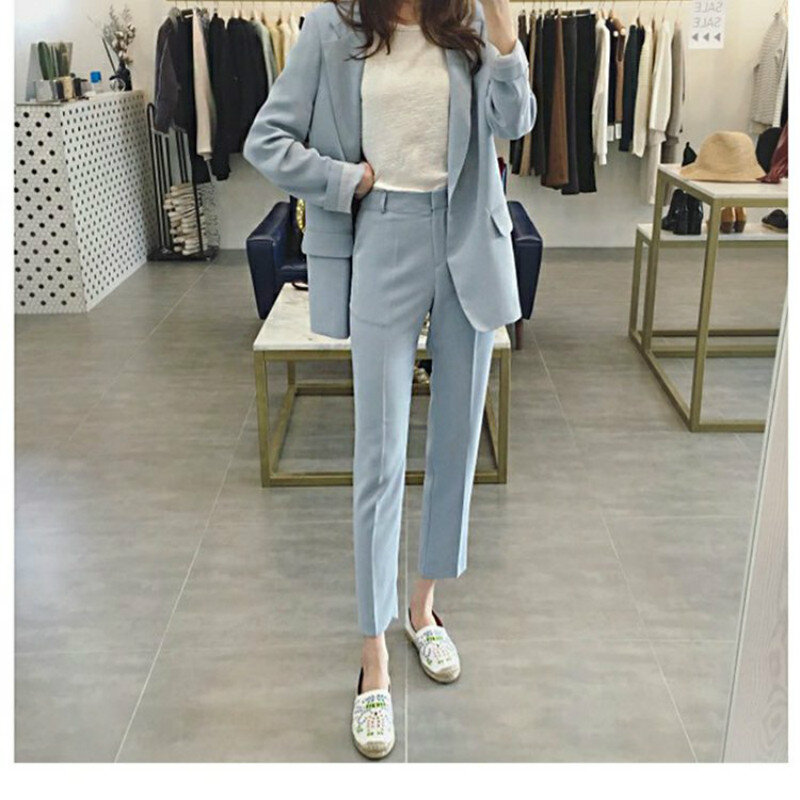 2022 Autumn New Women's Blazer Fashion Professional Black Suit Slim Women's Jacket Fashion Trousers Two-piece