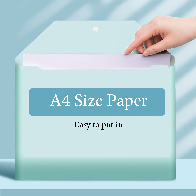 파일 가방 두꺼운 투명 플라스틱 A4 버튼 유형 두꺼운 방수 대용량 파일 데이터 테스트 용지 저장 가방
