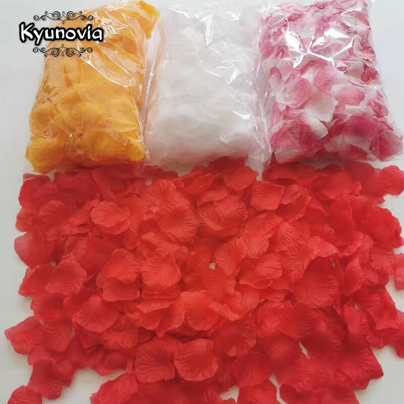 Kyunovia-بتلات زهور منفصلة ، 500 قطعة ، لتزيين الزفاف ، قماش صناعي ، بتلة ورد