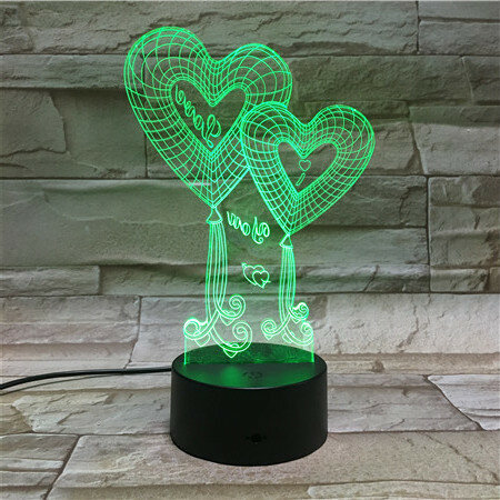 Luz de mesa em 3d com sensor de toque, formato de coração, luz noturna, 7 cores, para decoração de casa, escritório, presente de natal, amantes 10