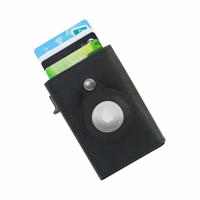 Portefeuille intelligent en cuir véritable, porte-cartes de crédit, protection Anti-perte, RFID, multifonctionnel, AirTag
