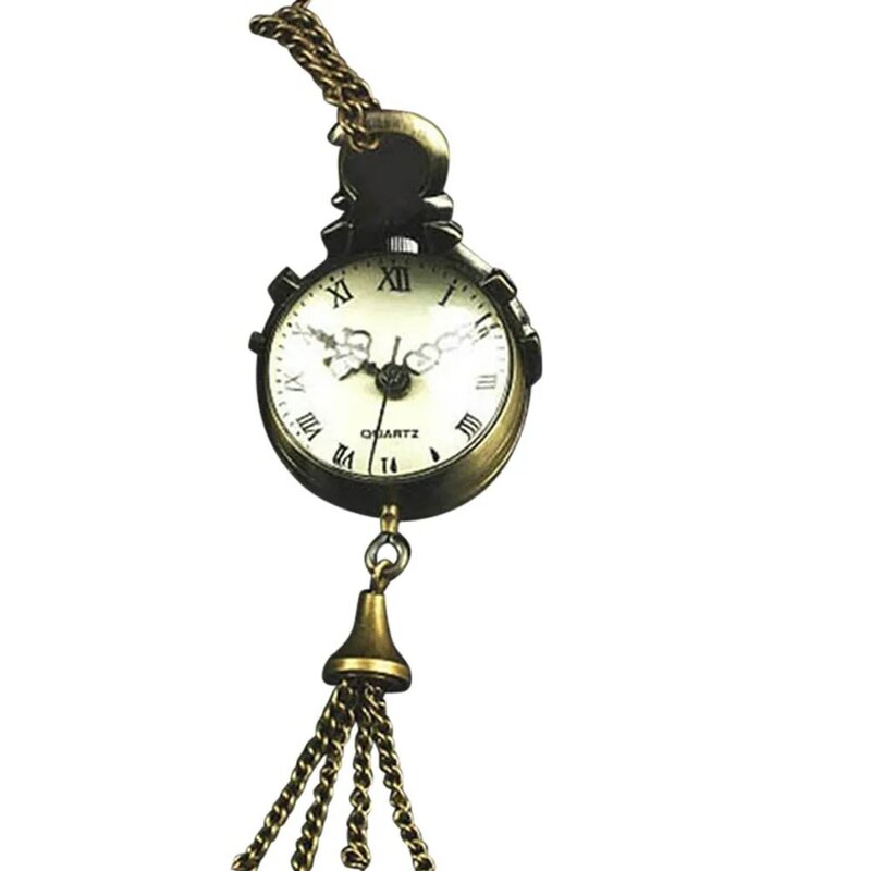 Relógio de bolso vintage, vintage, de bola de bronze, colar de vidro, corrente, relógio de bolso steampunk para homens e mulheres, presente de joias, q