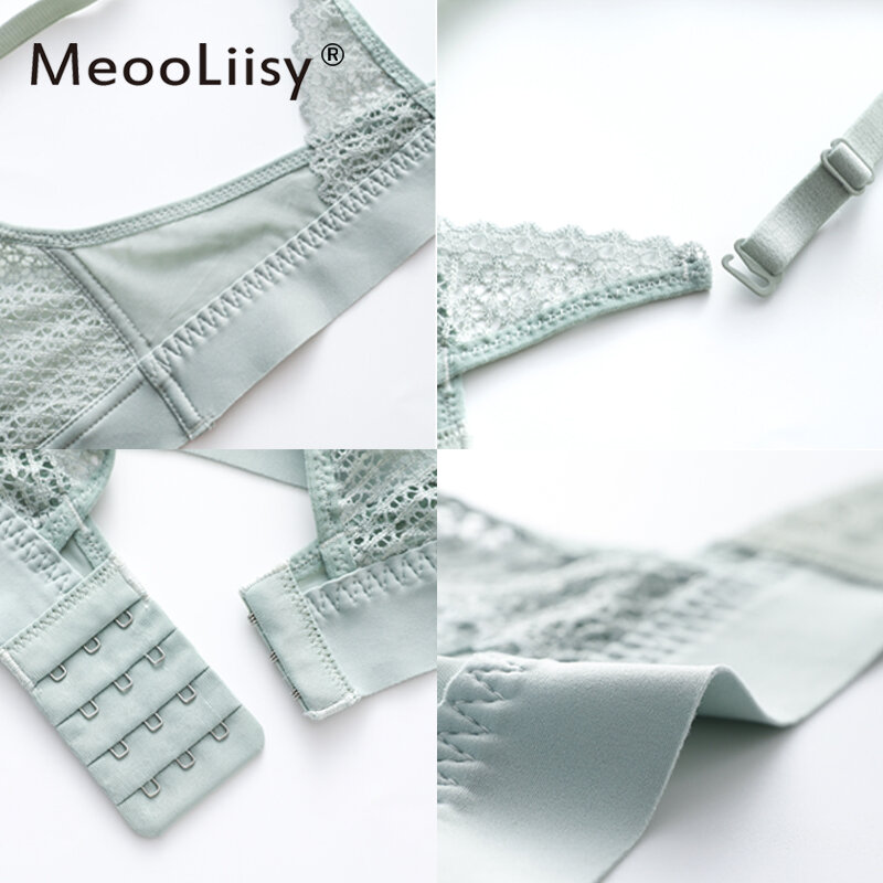 MeooLiisy-Sujetador de encaje sin aros para mujer, ropa interior fina, lencería de estilo francés, suave, Push-Up