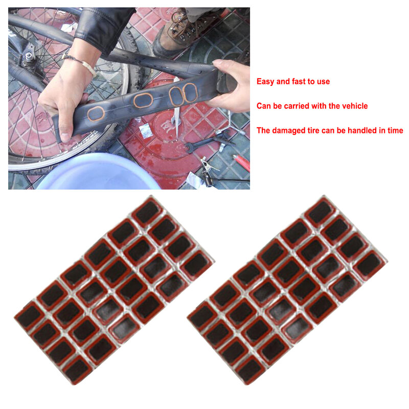 Parche de goma para reparación de neumáticos de bicicleta, sin pegamento, cinta de goma para ciclismo, 48 piezas