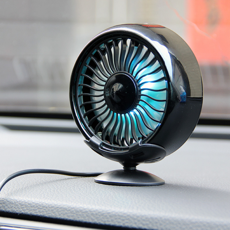 Ventilador de coche, accesorios de Interior de coche, USB redondo de 360 grados, accesorios de refrigeración, ventilador oscilante, tablero de ventilación de verano