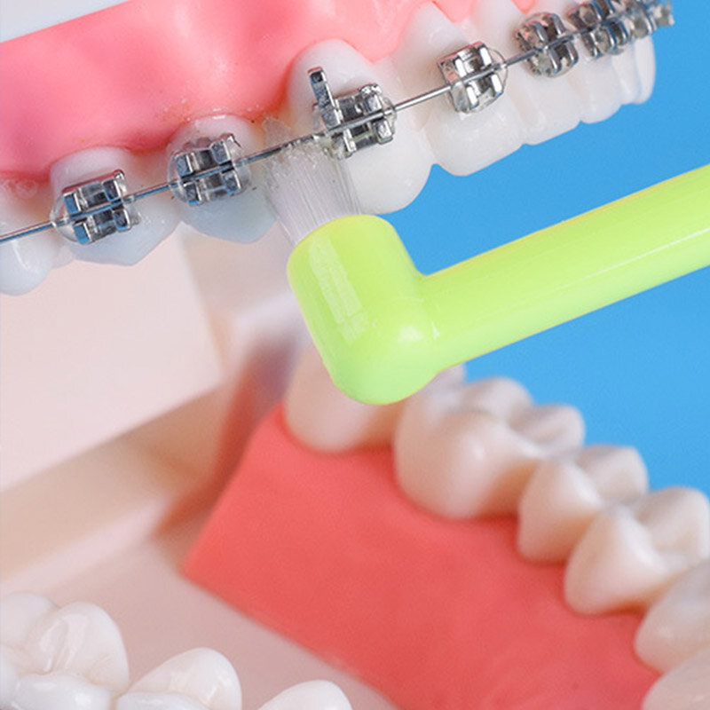 1Pc Soft แปรง Interdental แปรงแปรงสีฟันจัดฟันชี้แบนหัวแปรงสีฟันทันตกรรมไหมขัดฟันสุขภาพช่องปาก Care