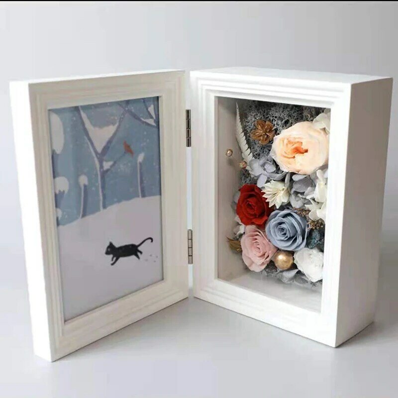Decoração de casamento photocards flor imortal moldura rosa seca buquê de flores álbum de fotos caixa de presente decoração coreana presente do feriado