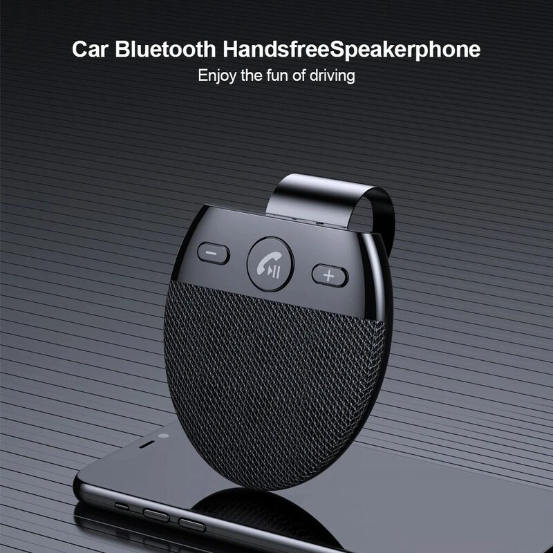 無線車のスピーカーbluetooth V5.0ハンズフリー車のサンバイザー電話充電式ハンズフリー音楽スピーカーフォンキットカーアクセサリー