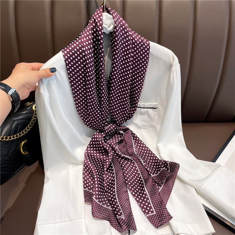 Foulard en Satin de soie imprimé pour femmes, bandeau à la mode, cravate, enveloppes de cheveux, Bandana, 2021