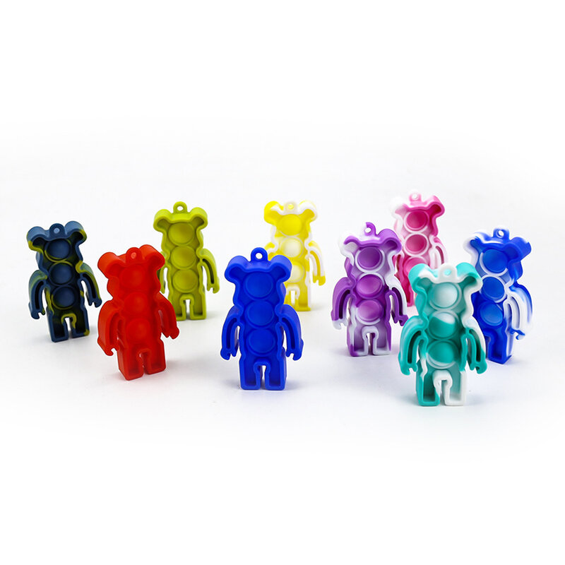 Mainan Sensorik Gelembung Dorong Mini Mainan Pereda Stres Squishy Kebutuhan Autisme Gantungan Kunci Fidget Antistres Lucu Anak Dewasa