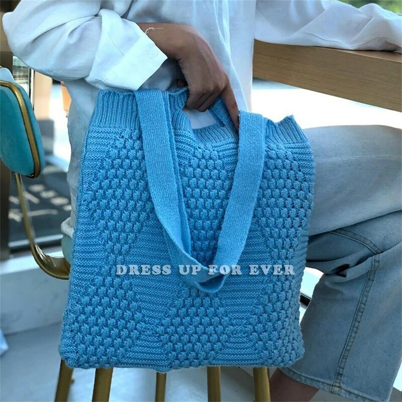 Женская шерстяная вязаная сумка-мессенджер, вместительная плетеная сумочка на плечо с запястьем, в стиле ретро, зимний шикарный мессенджер ...
