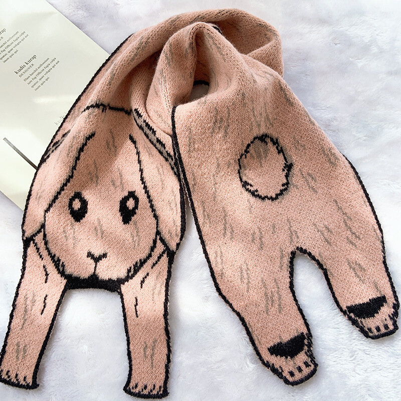 Outono inverno novo coreano dos desenhos animados urso coelho forma cachecol do bebê meninos meninas de malha cachecóis crianças ao ar livre animal pescoço mais quente